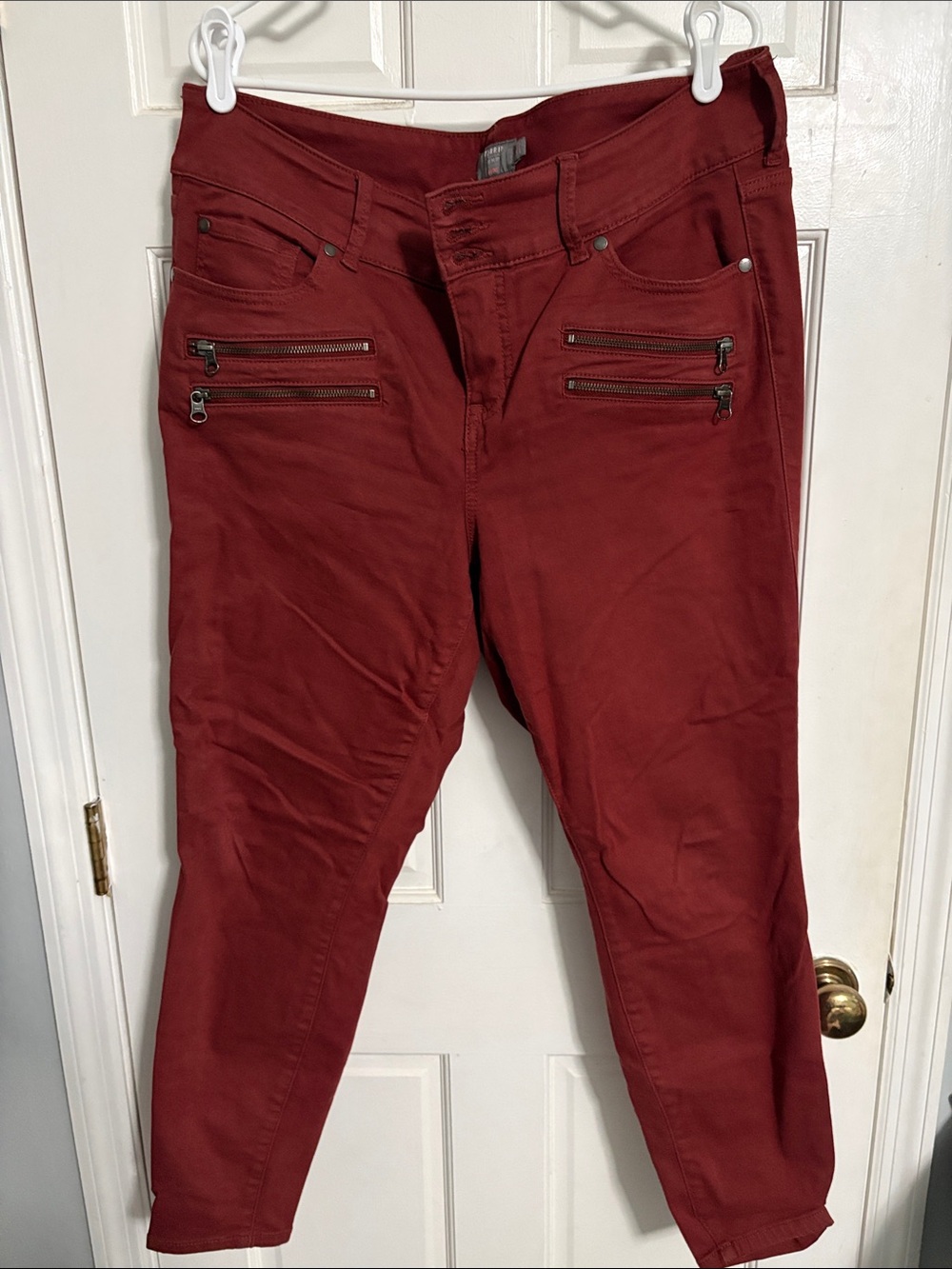 torrid Deep Red Skinny Zip-Pocket Pants